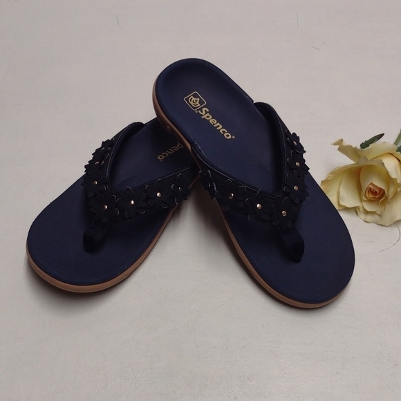 Spenco Shoes - SPENCO Blue Thong Sandals with Beaded Embellishment, Beach Vacation Tlavel Casua